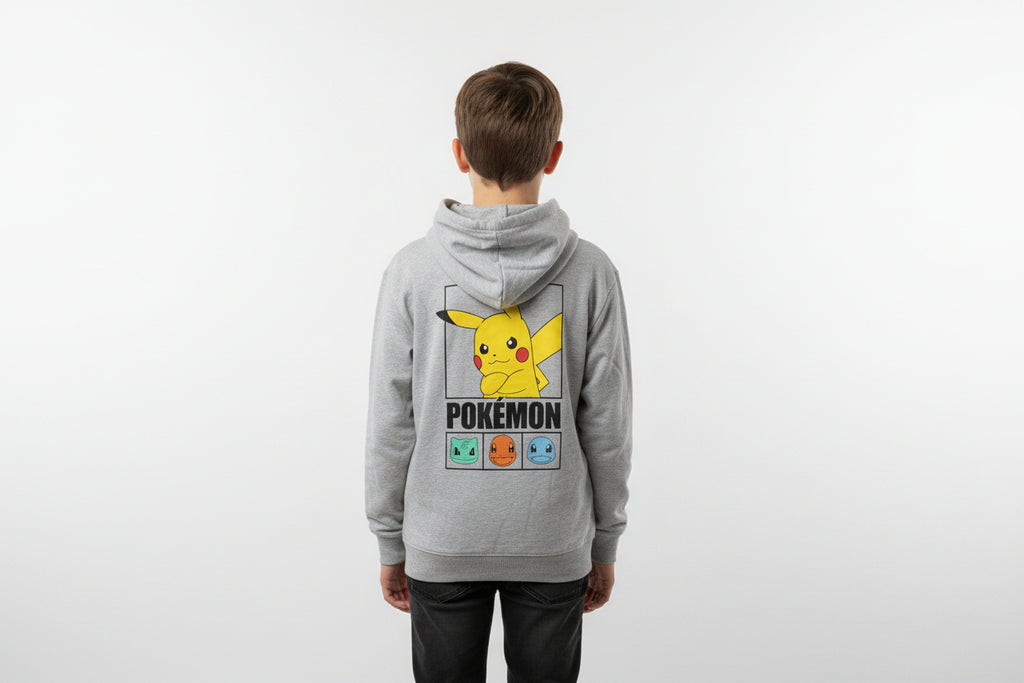 Pokémon Hoodie Jungen – Grau – Pikachu Print