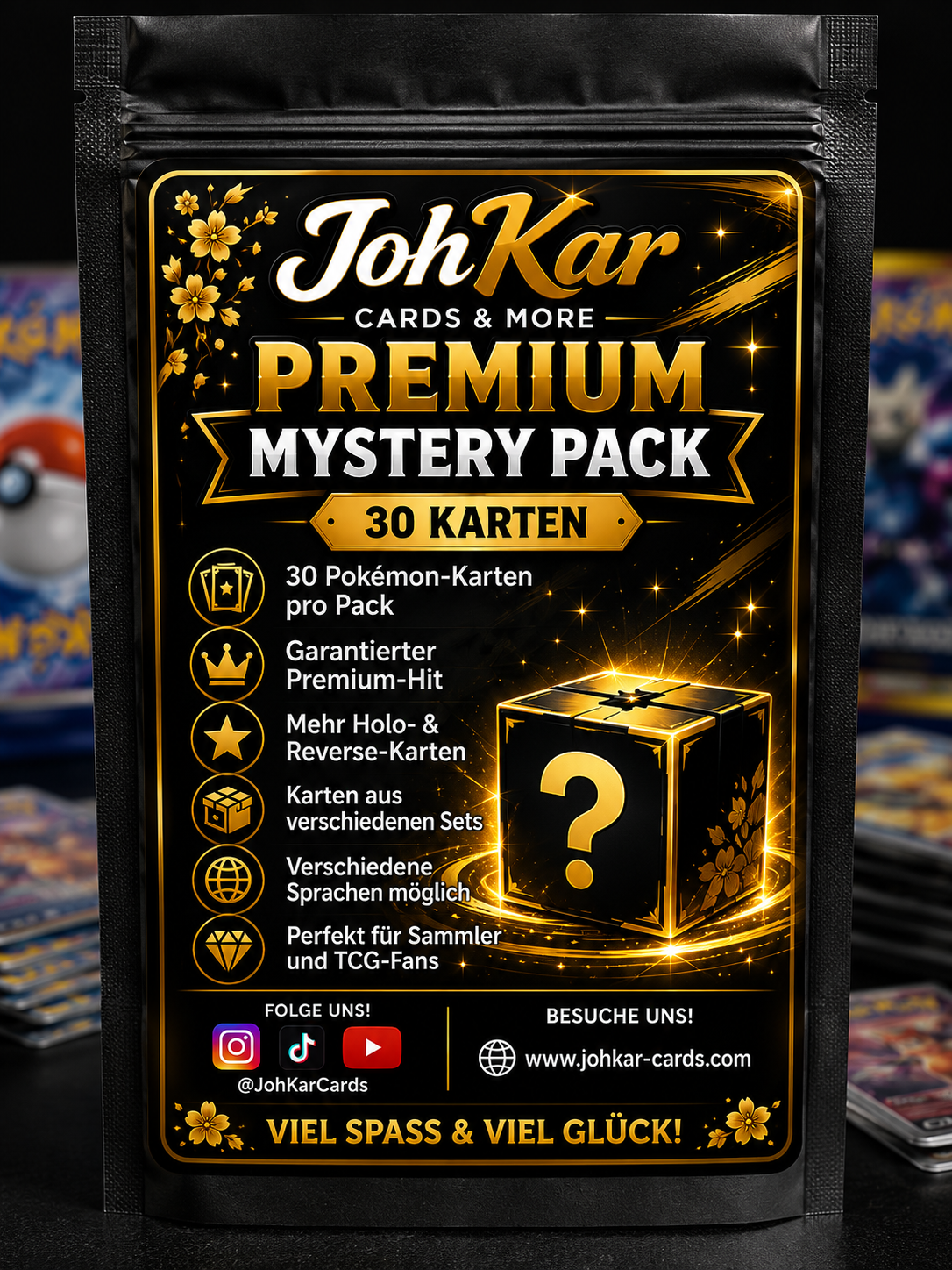 JohKar -  Pokémon Premium Mystery Pack – 30 Karten - Garantierte Hits