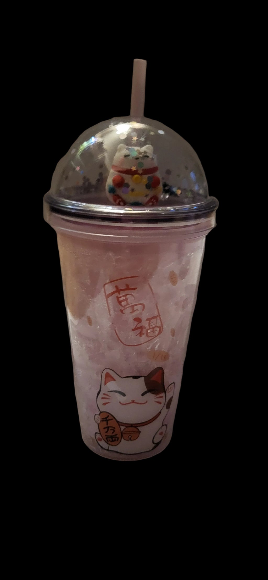Trinkbecher mit Strohhalm – Maneki Neko  500 ml