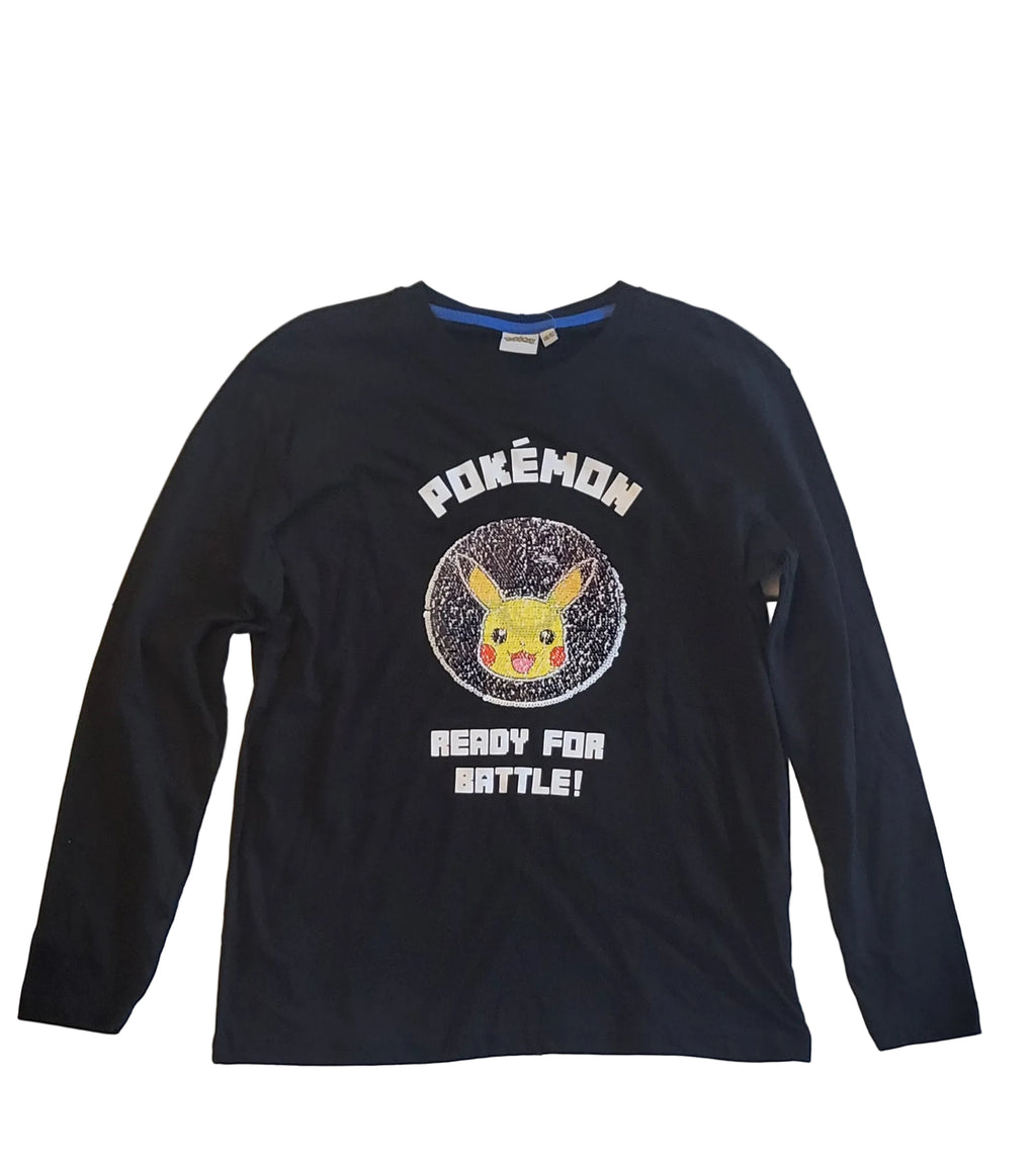 Pokémon Sweatshirt - Schwarz - Mädchen – Pailletten Wendemotiv Pikachu