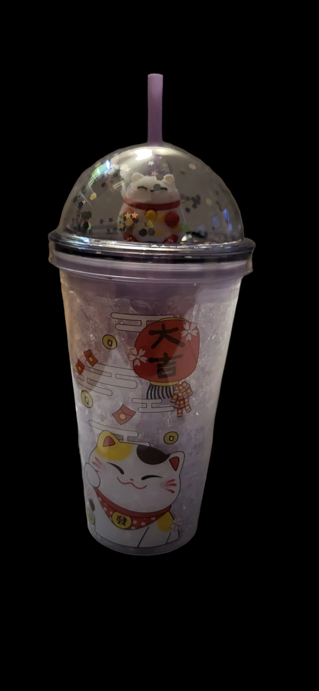 Trinkbecher mit Strohhalm – Maneki Neko  500 ml