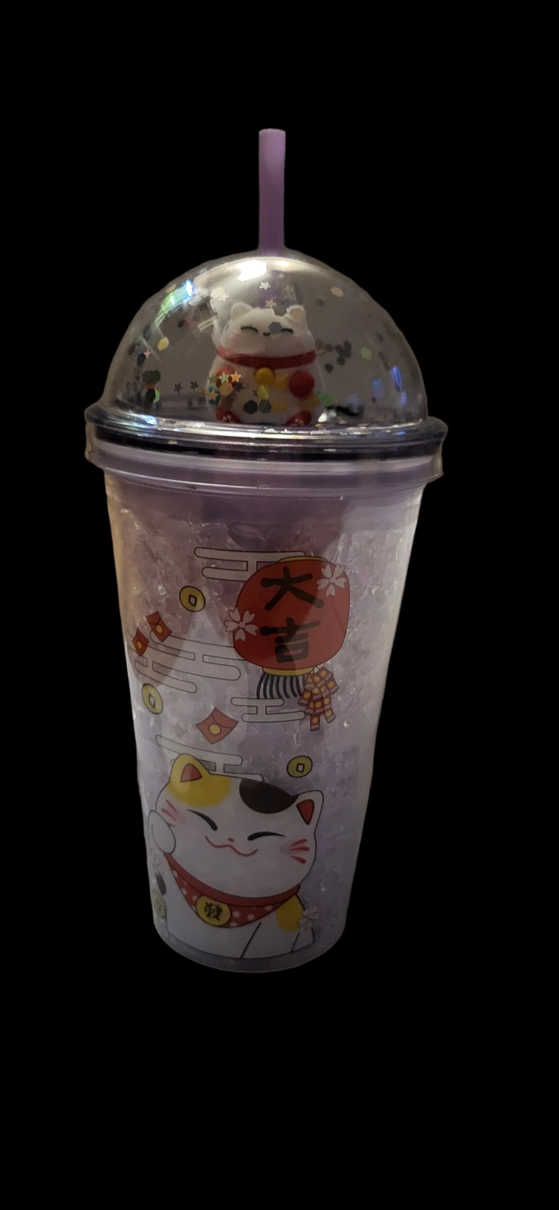 Trinkbecher mit Strohhalm – Maneki Neko  500 ml